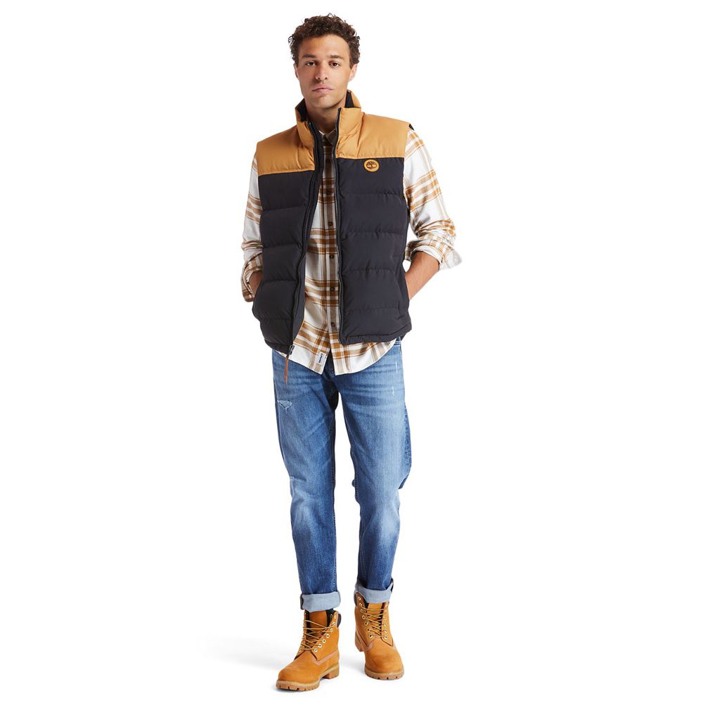 Jaqueta Masculino - Timberland Outdoor Archive Hooded Puffer - VYHUX5198 - Marrom/Pretas